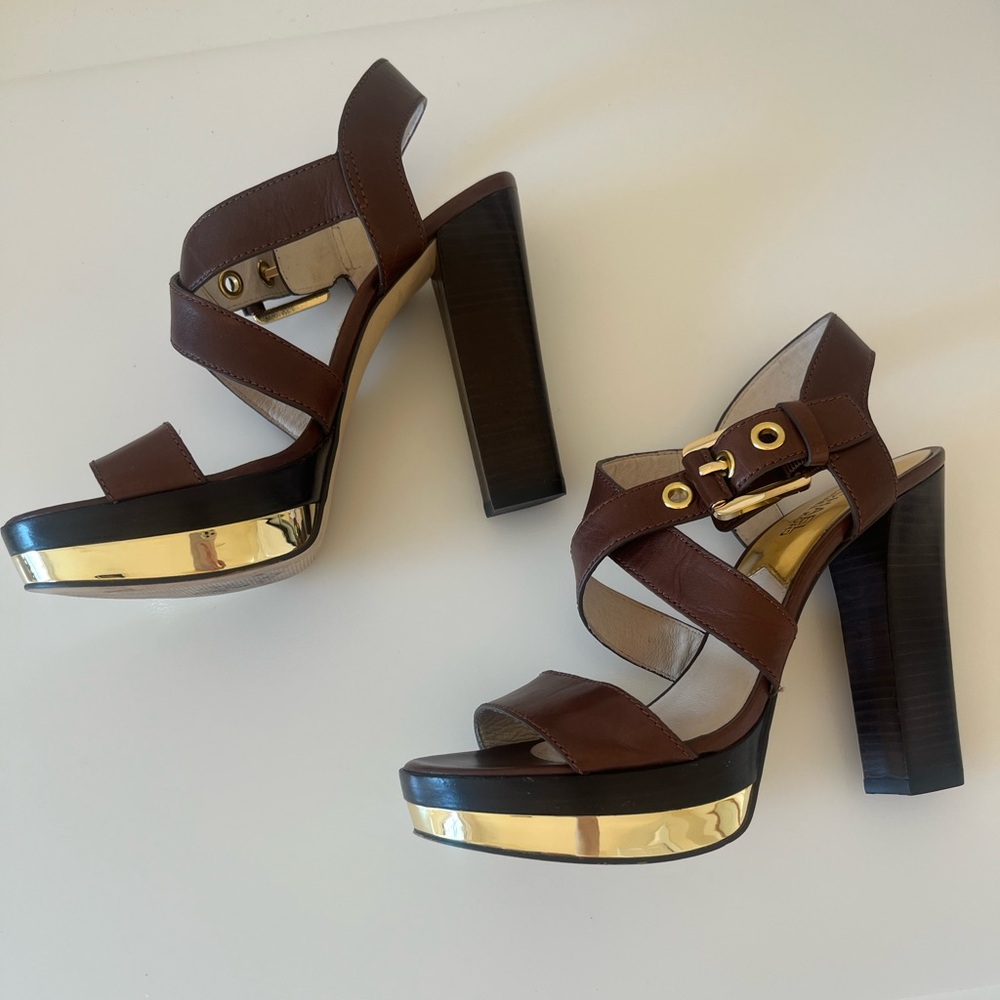 Michael Kors Calder Leather Platform Sandal - 8.5